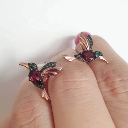 Fashion Bird Shaped Copper Inlaid Zircon Copper Earrings