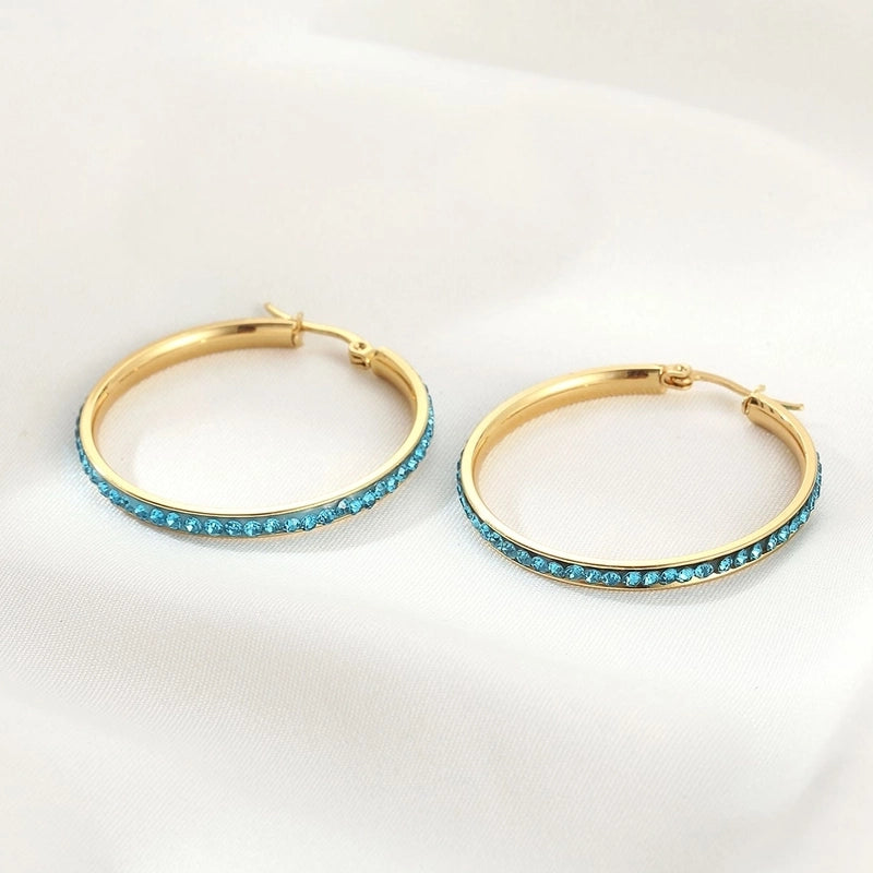 1 Pair Elegant Minimalist Streetwear Round 304 Stainless Steel 18K Gold Plated Stainless Steel Earrings