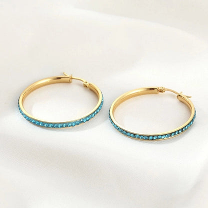 1 Pair Elegant Minimalist Streetwear Round 304 Stainless Steel 18K Gold Plated Stainless Steel Earrings