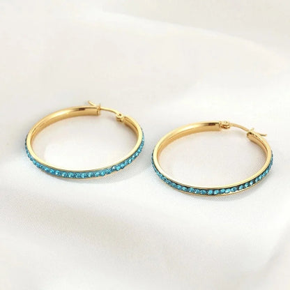 1 Pair Elegant Minimalist Streetwear Round 304 Stainless Steel 18K Gold Plated Stainless Steel Earrings