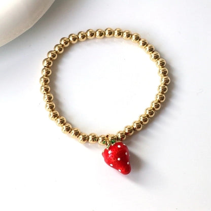 Cute Sweet Cherry Strawberry Copper Beaded Bracelets