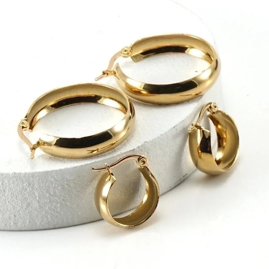 1 Pair Fashion Round Plating 304 Stainless Steel 18K Gold Plated Stainless Steel Earrings