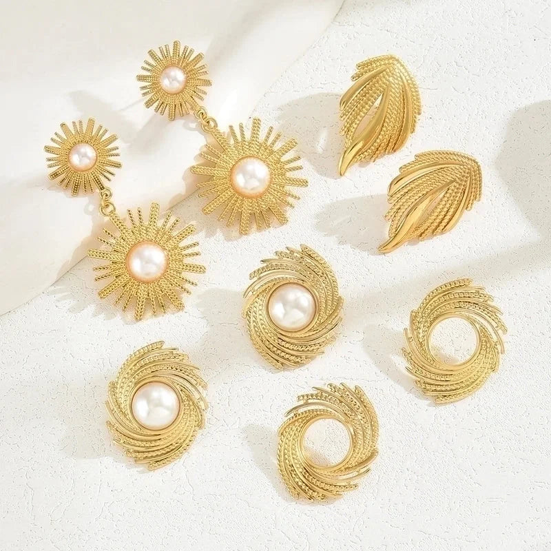 1 Pair Hawaiian Vacation Minimalist Geometric Inlay 201 Stainless Steel Plastic 18K Gold Plated Drop Earrings Ear Studs