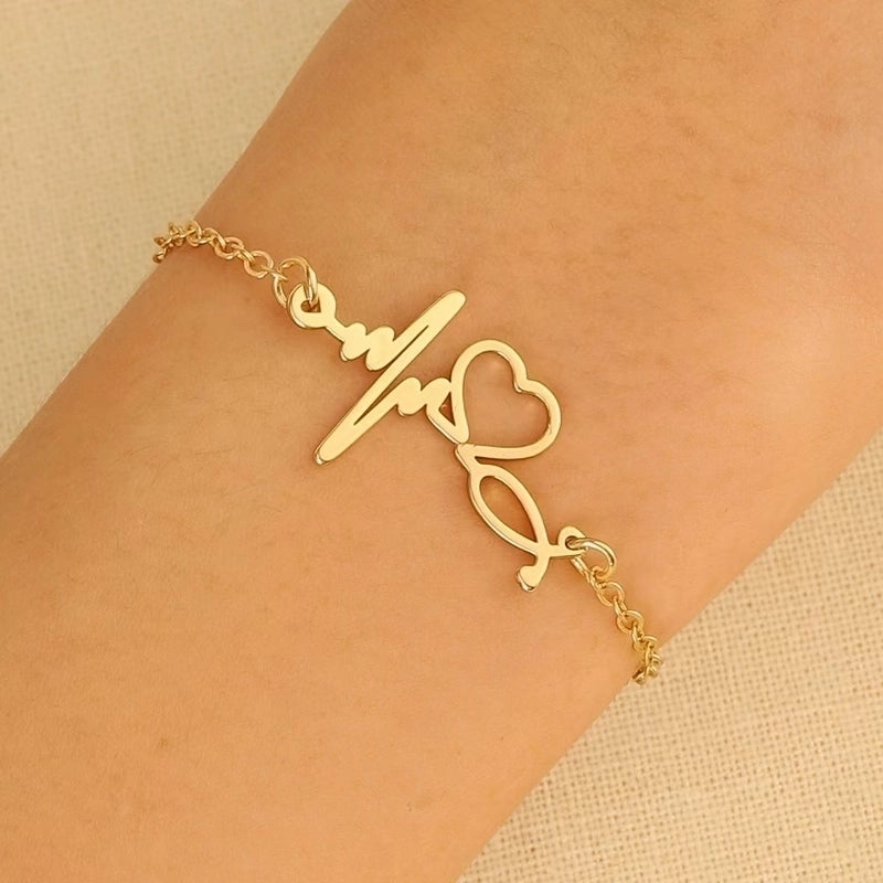 Minimalist Classic Style Snowflake 304 Stainless Steel Zircon Stainless Steel Bracelets In Bulk