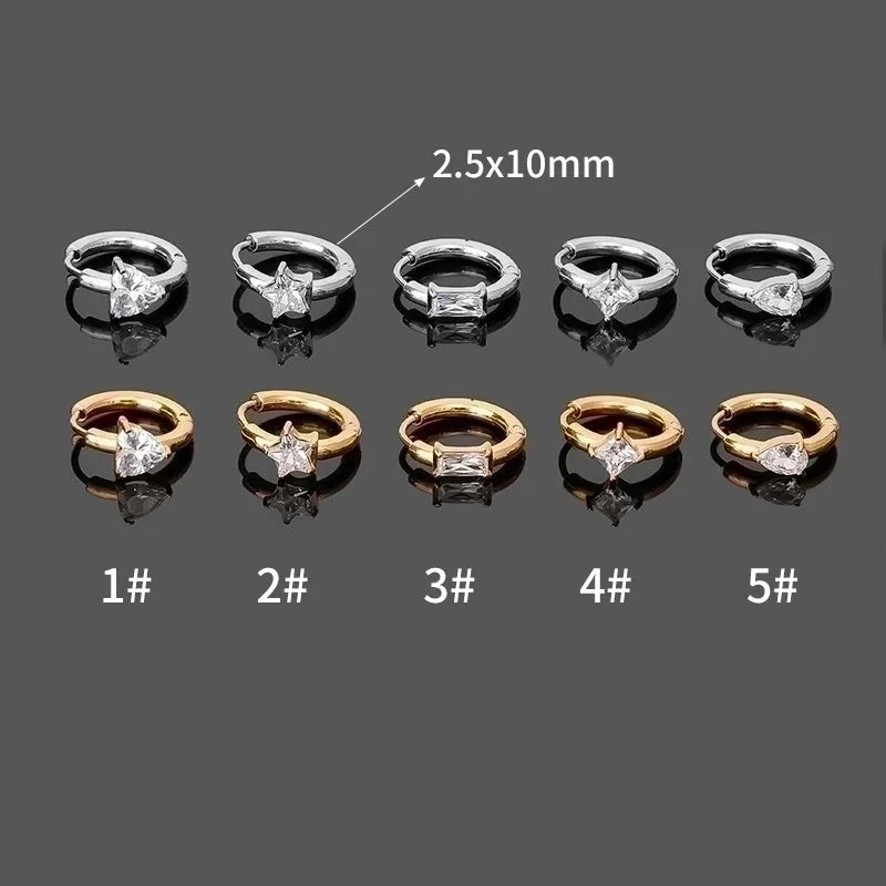 1 Piece Modern Style Minimalist Classic Style Solid Color Inlay 316L Stainless Steel Zircon 14K Gold Plated Hoop Earrings