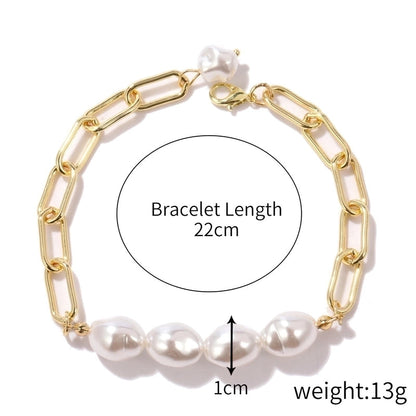 Fashion Geometric Heart Shape Imitation Pearl Alloy Plating Women\'s Bracelets