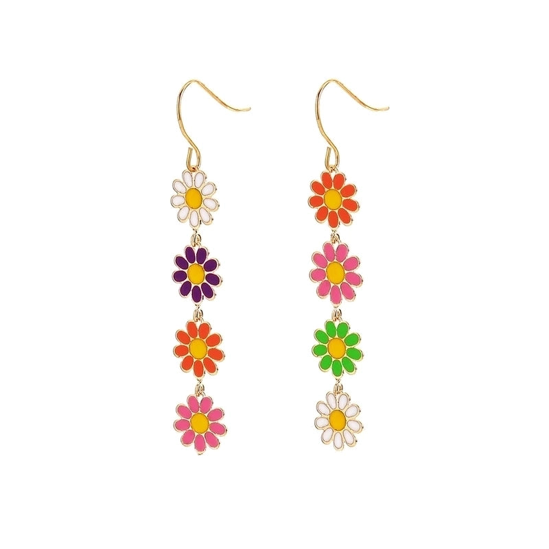 1 Pair Pastoral Daisy Copper Gold Plated Dangling Earrings