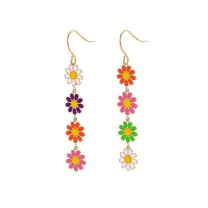 1 Pair Pastoral Daisy Copper Gold Plated Dangling Earrings