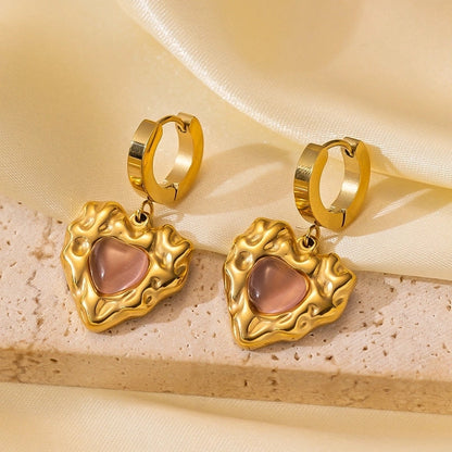 1 Pair Basic Minimalist Irregular Heart Shape Plating Titanium Steel Ear Studs