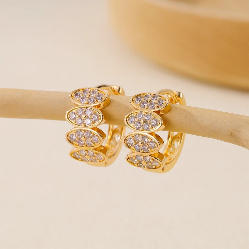 1 Pair Minimalist Solid Color Copper Zircon Earrings