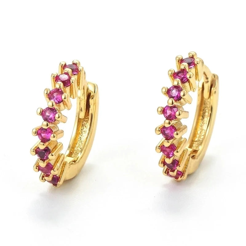 Geometric Plating Metal Zircon Copper Earrings