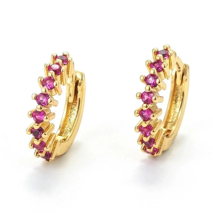 Geometric Plating Metal Zircon Copper Earrings