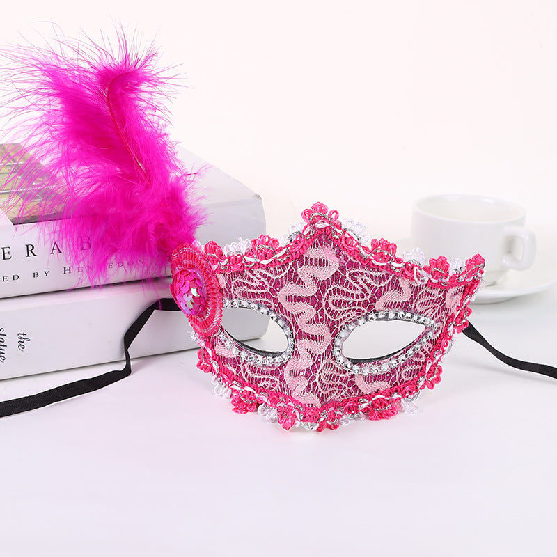Venice Little Hat With Side Feather Mask Little Princess Beauty Mask Festival Party Stage Performance