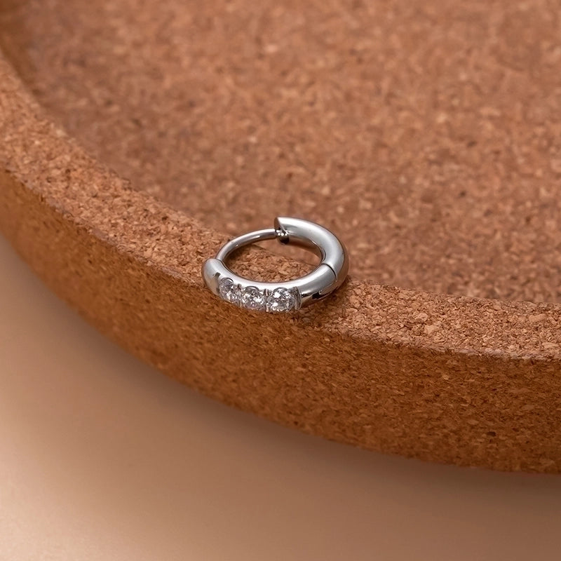 1 Piece Ear Cartilage Rings & Studs Minimalist Classic Style Shiny Round 316L Stainless Steel Plating Inlay Zircon