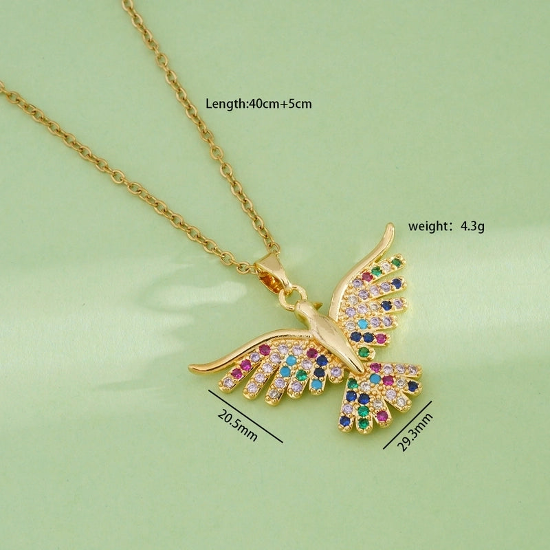 Fashion New Angel Wings Necklace Female Copper 18K Gold Pendant Plated Micro-Inlaid Light Luxury Minority Design Jewelry