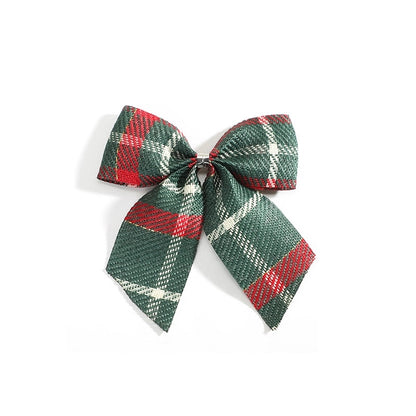 Kuhiro Christmas Bow Red Black Green Plaid Bow Imitation Linen OPP Bag Christmas Tree Wreath Decoration