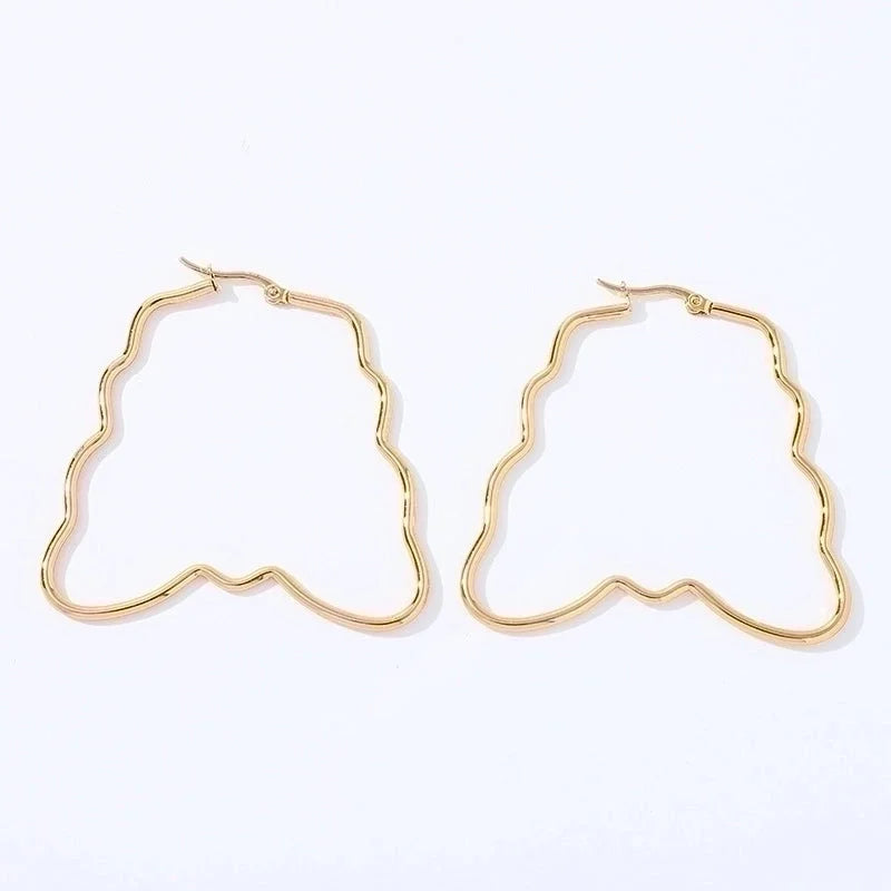1 Pair Fashion Star Heart Shape Butterfly Plating Hollow Out 201 Stainless Steel 18K Gold Plated Earrings