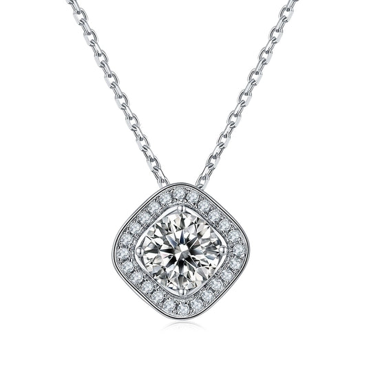 1.0ct VVS1-VVS2 Princess Cushion Oval 925 Sterling Silver 925 Sterling Silver Lab-grown Diamonds Moissanite Inlay Heart Shape Snowflake Lab-Grown Diamond Moissanite GIA NGIC Pendant Necklace