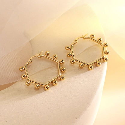 Fashion Triangle Round Square Stainless Steel Plating Earrings 1 Pair
