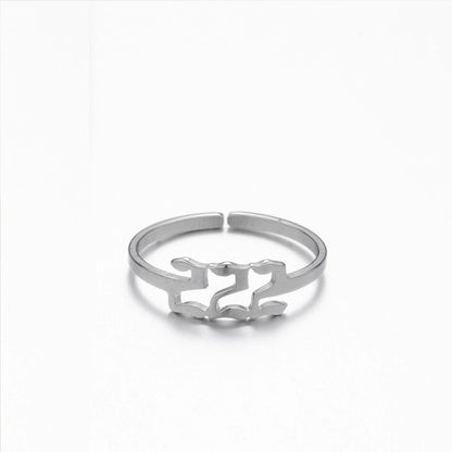 Retro Letter 201 Stainless Steel 18K Gold Plated Plating Open Ring
