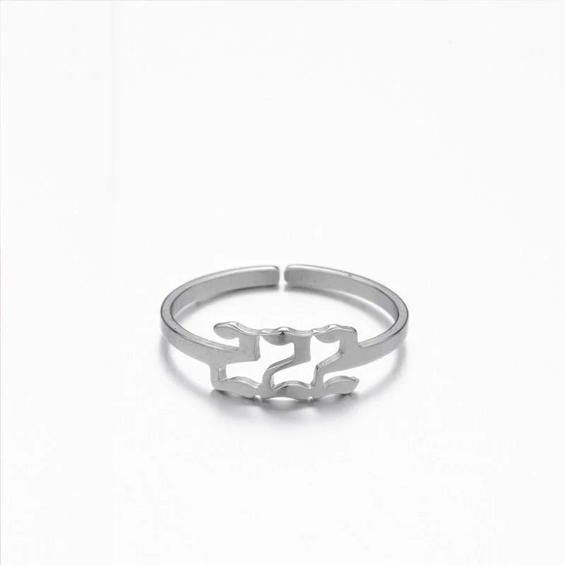 Retro Letter 201 Stainless Steel 18K Gold Plated Plating Open Ring
