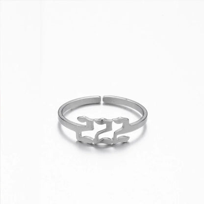 Retro Letter 201 Stainless Steel 18K Gold Plated Plating Open Ring