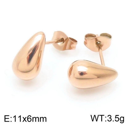 1 Pair Minimalist Water Droplets Plating Stainless Steel 18K Gold Plated Earrings