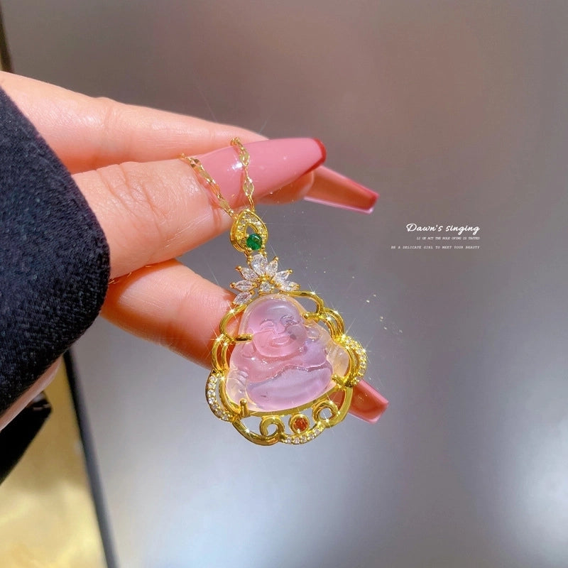 Fashion Geometric Titanium Steel Copper Plating Artificial Diamond Necklace