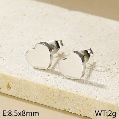 1 Pair Minimalist Heart Shape Titanium Steel Gold Plated Ear Studs