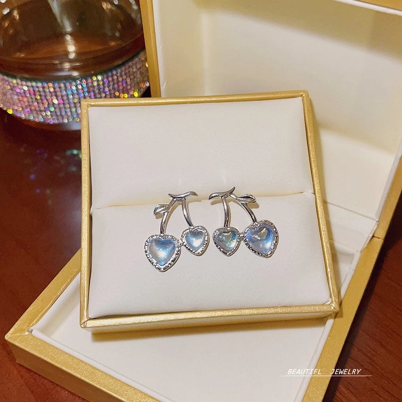 Fashion Star Heart Shape Copper Plating Artificial Pearls Zircon Drop Earrings 1 Pair