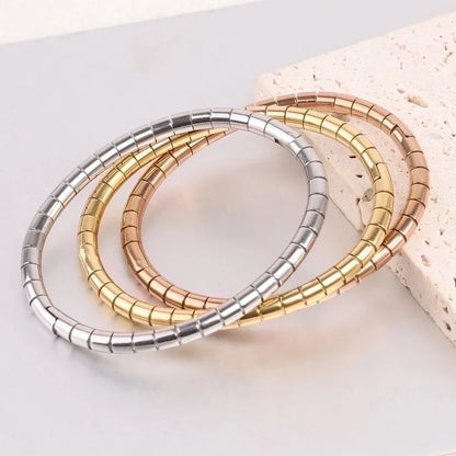 Minimalist Solid Color Stainless Steel Plating Gold Plated Bangle