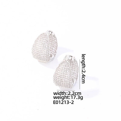 1 Pair Glam Luxurious Shiny Round Oval Solid Color Plating Inlay Copper Zircon Gold Plated Earrings
