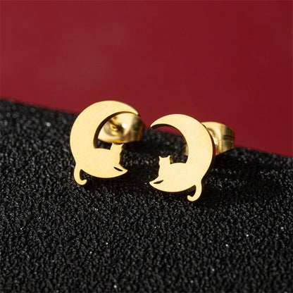1 Pair Cute Basic Classic Style Dog Lion Cat Polishing Plating 304 Stainless Steel 18K Gold Plated Ear Studs