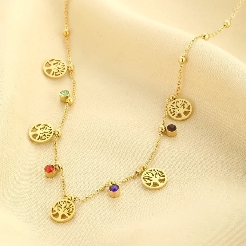 304 Stainless Steel Minimalist Shiny Polishing Plating Bc1035 Lucky Tree Pendant Necklace