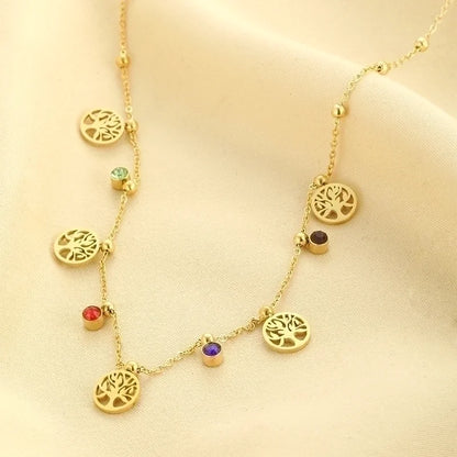 304 Stainless Steel Minimalist Shiny Polishing Plating Bc1035 Lucky Tree Pendant Necklace