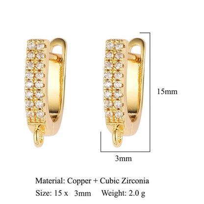1 Pair Minimalist Solid Color Inlay Copper Zircon Earrings