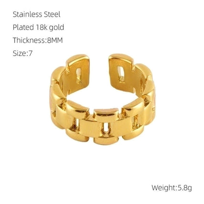 304 Stainless Steel 18K Gold Plated IG Style Plating Geometric Titanium Steel Open Ring