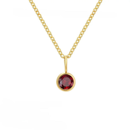 Minimalist Geometric Round 201 Stainless Steel Birthstone Gold Plated Plating Inlay Pendant Necklace