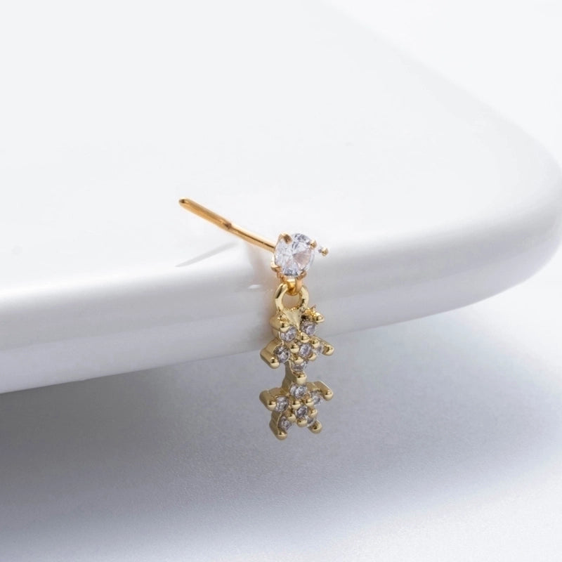 1 Piece Nose Rings & Studs Basic Classic Style Heart Shape Flower Butterfly 316L Stainless Steel Copper Plating Inlay Zircon