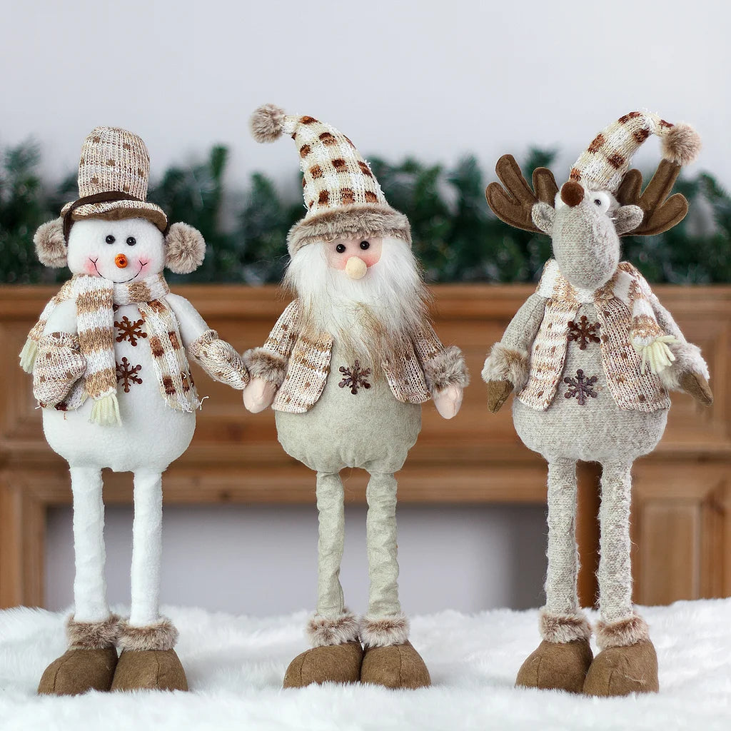2 Pieces Christmas Window Display Scene Decoration Christmas Snowman Old Man Telescopic Doll Figurine