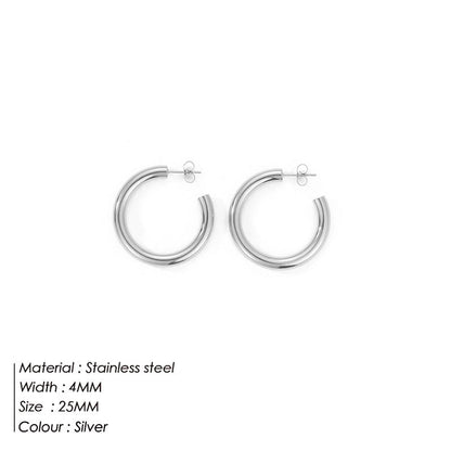 Fashion Geometric Plating 304 Stainless Steel Hoop Earrings