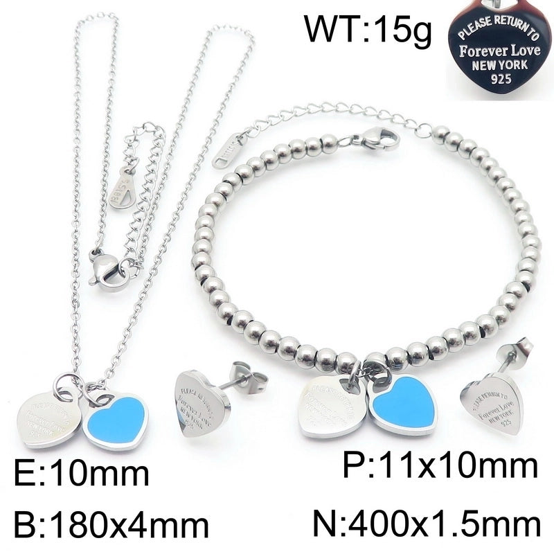 Minimalist Heart Shape 304 Stainless Steel 18K Gold Plated Jewelry Set