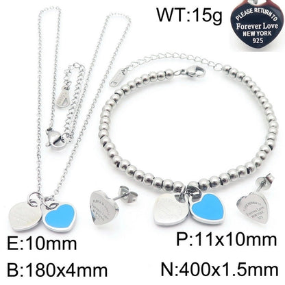 Minimalist Heart Shape 304 Stainless Steel 18K Gold Plated Jewelry Set