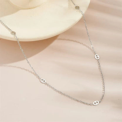 Elegant Classic Style Pig Nose Titanium Steel 18K Gold Plated Bracelets Necklace