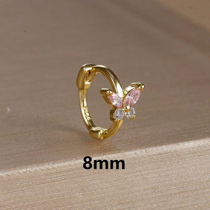1 Piece Minimalist Color Block Butterfly Plating Copper Huggie Earrings