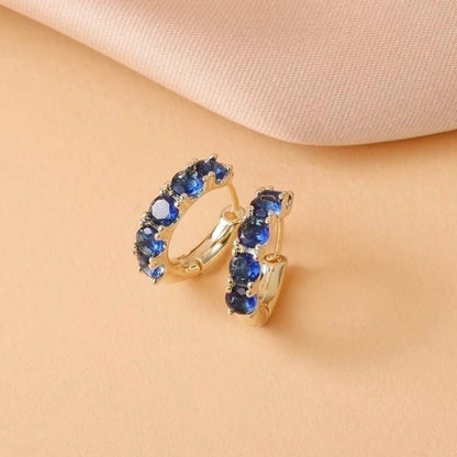 Minimalist C Shape Plating Inlay Copper Zircon 14K Gold Plated Earrings