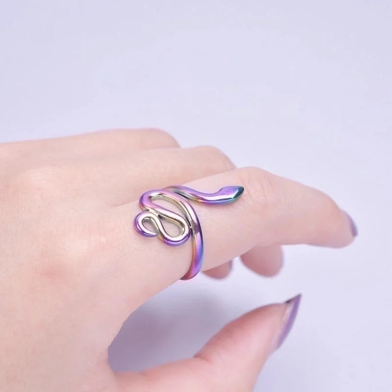 Lady Snake 304 Stainless Steel 18K Gold Plated Polishing Open Ring