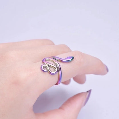 Lady Snake 304 Stainless Steel 18K Gold Plated Polishing Open Ring
