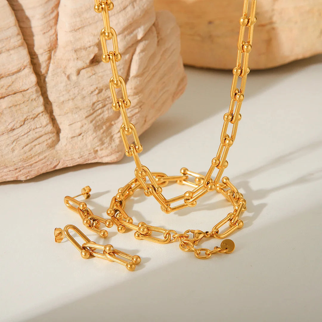 IG Style Chain Geometric Titanium Steel Electroplating Necklaces