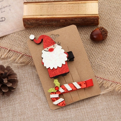 Cartoon Style Christmas Tree Santa Claus Alloy Sequins Hair Clip 2 Pieces